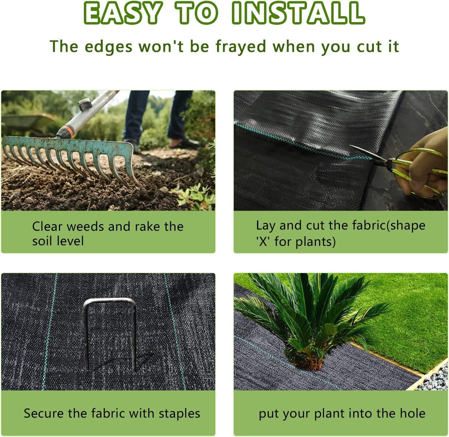 LGJIAOJIAO installation-ready fabric is easy to cut and lay in garden beds.