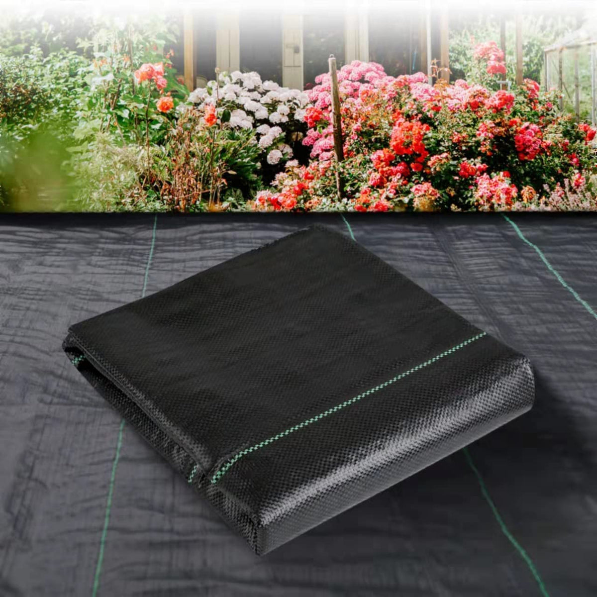 LGJIAOJIAO weed fabric blocks weeds while letting water through for healthy plants.