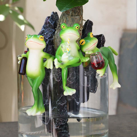 Lgkxn resin frog garden ornament withstands rain for year-round display.