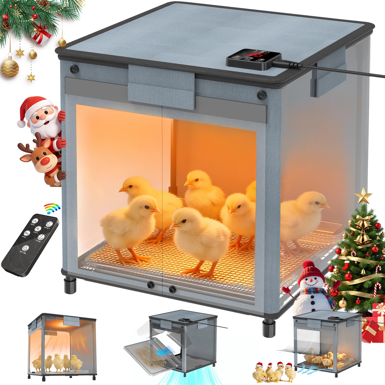 Lgtlqt chicken brooder box front view showing compact 12x12x12 design for easy setup.