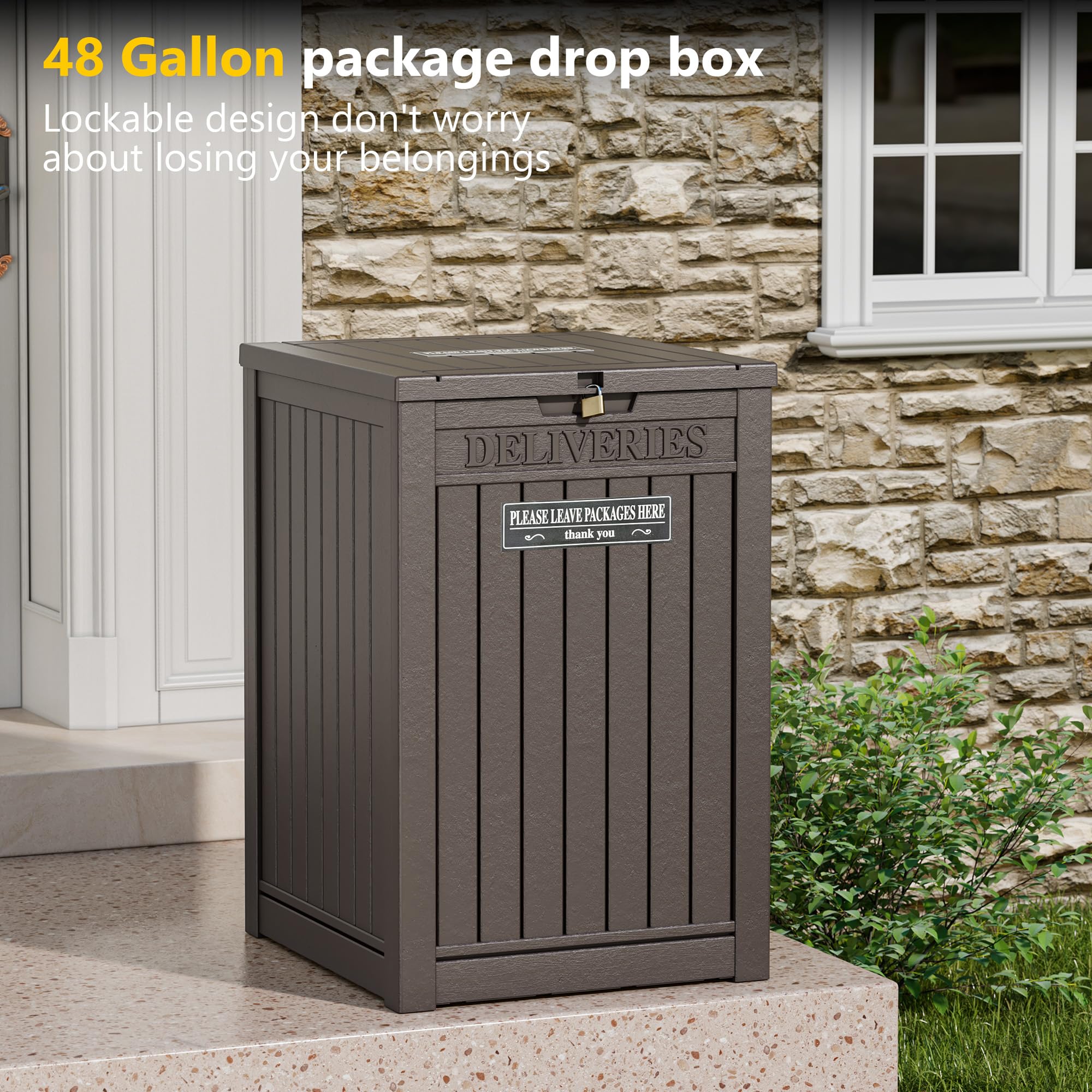LHBGO 48 gallon capacity fits multiple packages at once.