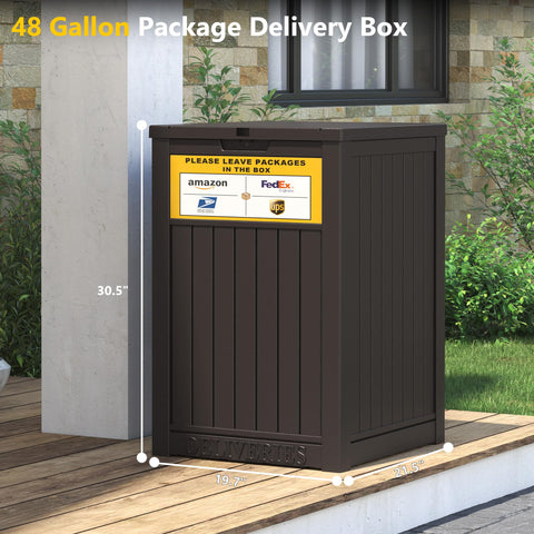 LHBGO 48-gallon lockable storage box keeps packages secure and organized.