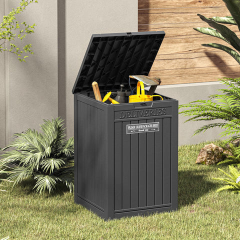 LHBGO deck box blends with outdoor décor while offering storage.