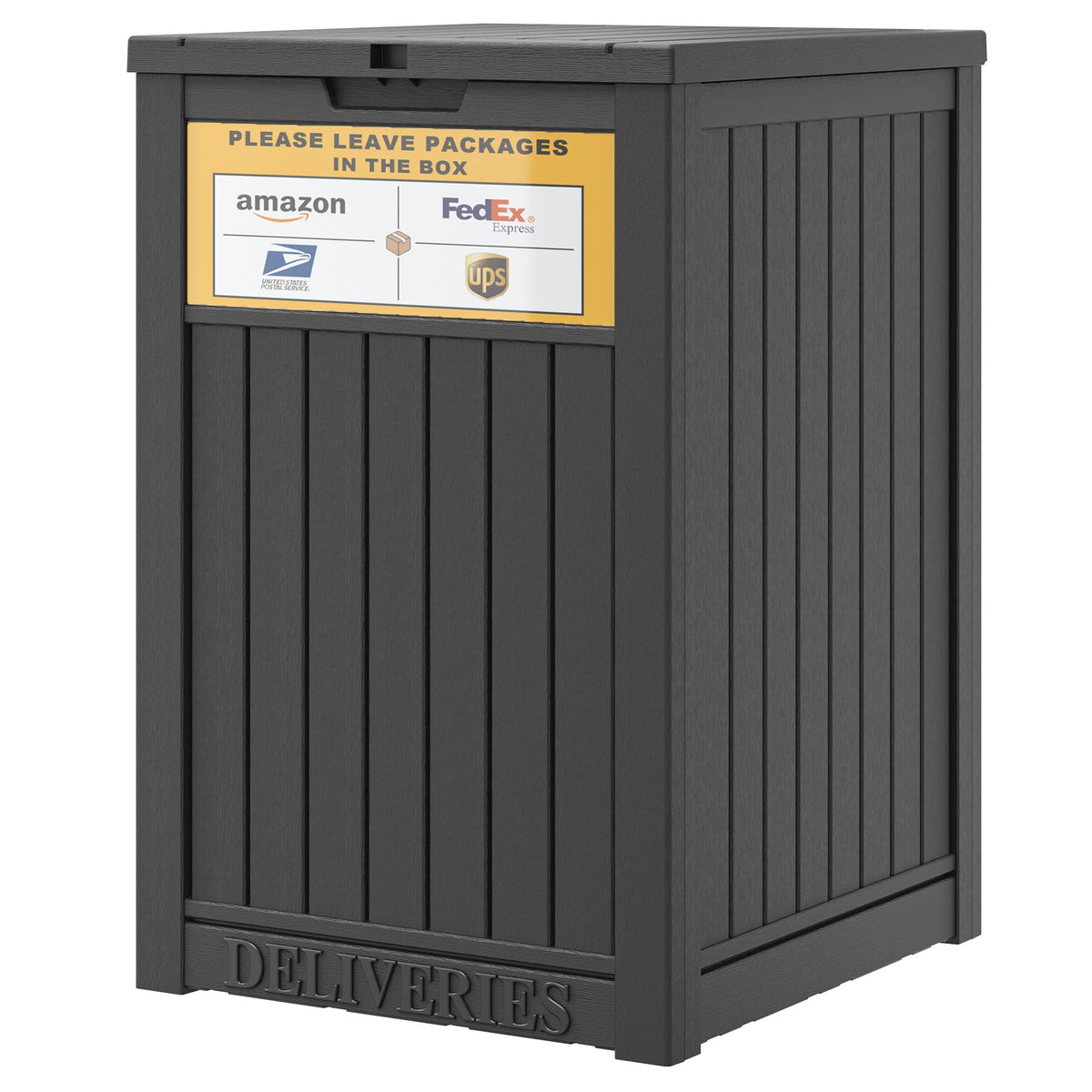 LHBGO outdoor delivery box with sign for secure parcel notices