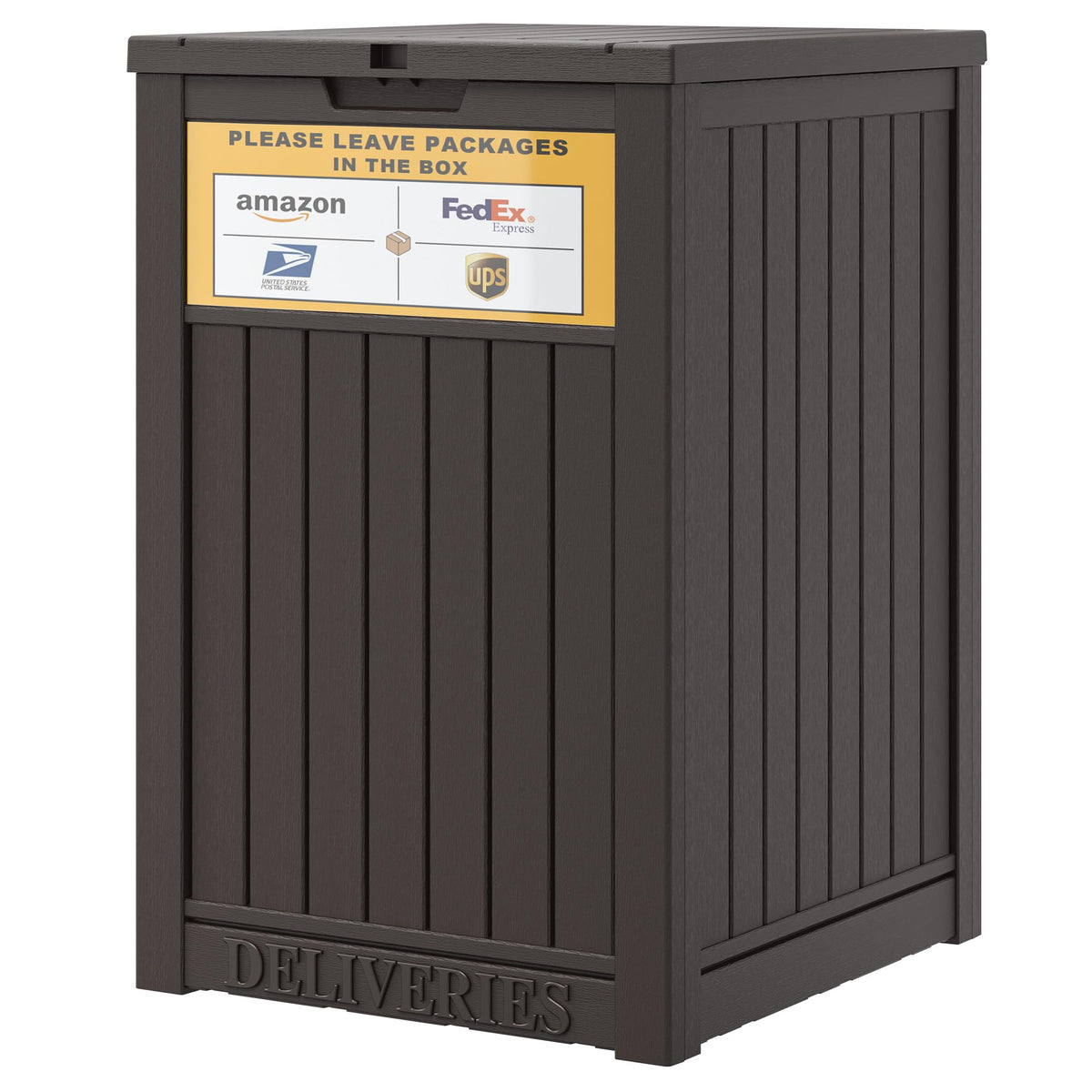 LHBGO outdoor delivery box with sign visible for safe parcel drop.