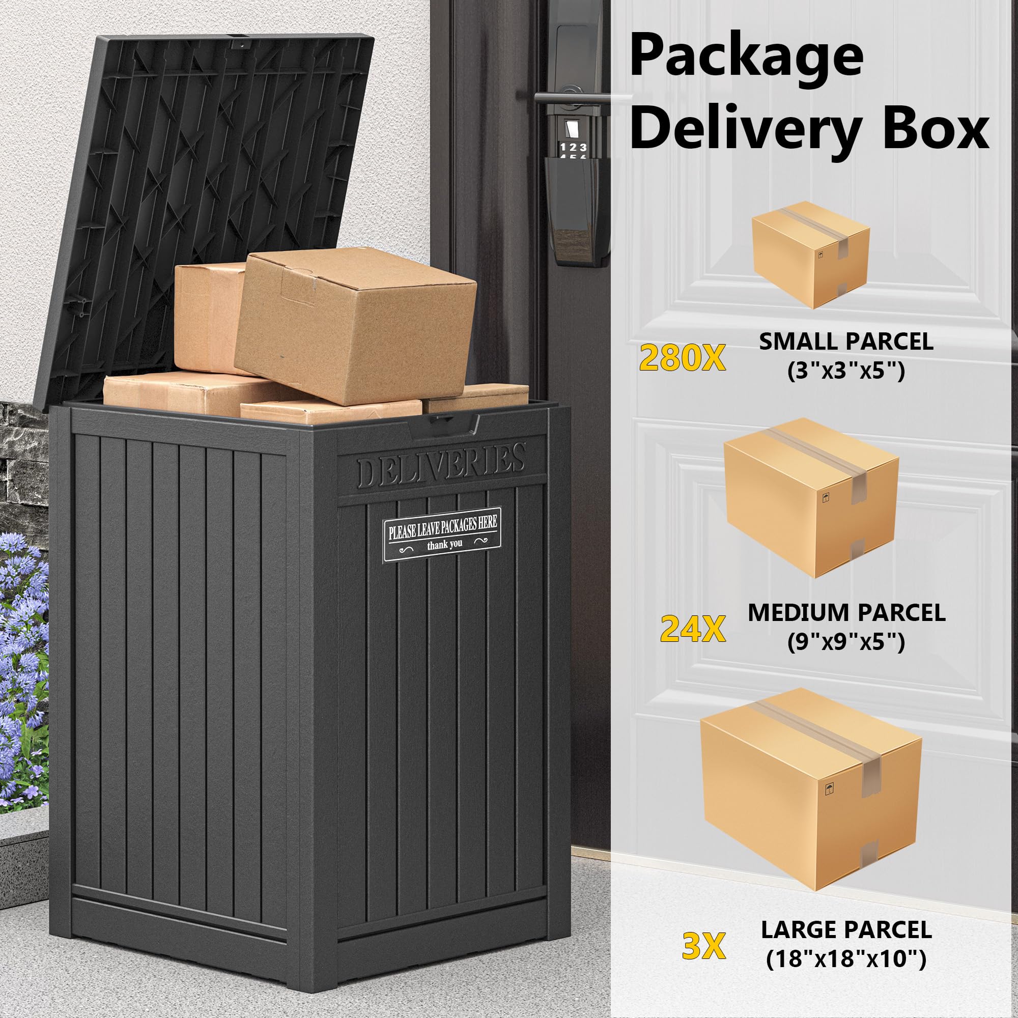 LHBGO lockable lid keeps contents secure on your porch.