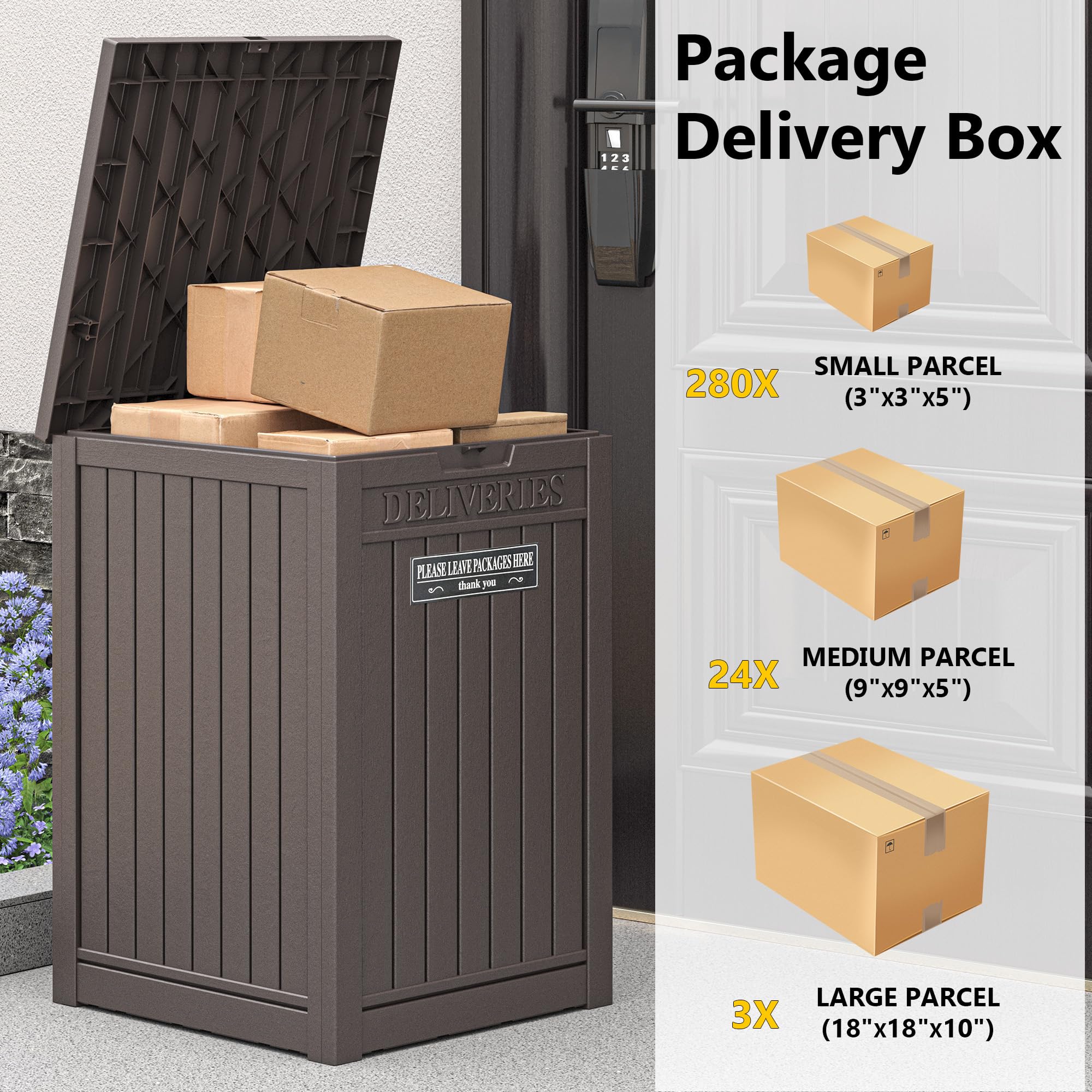 LHBGO waterproof deck box protects contents from rain.