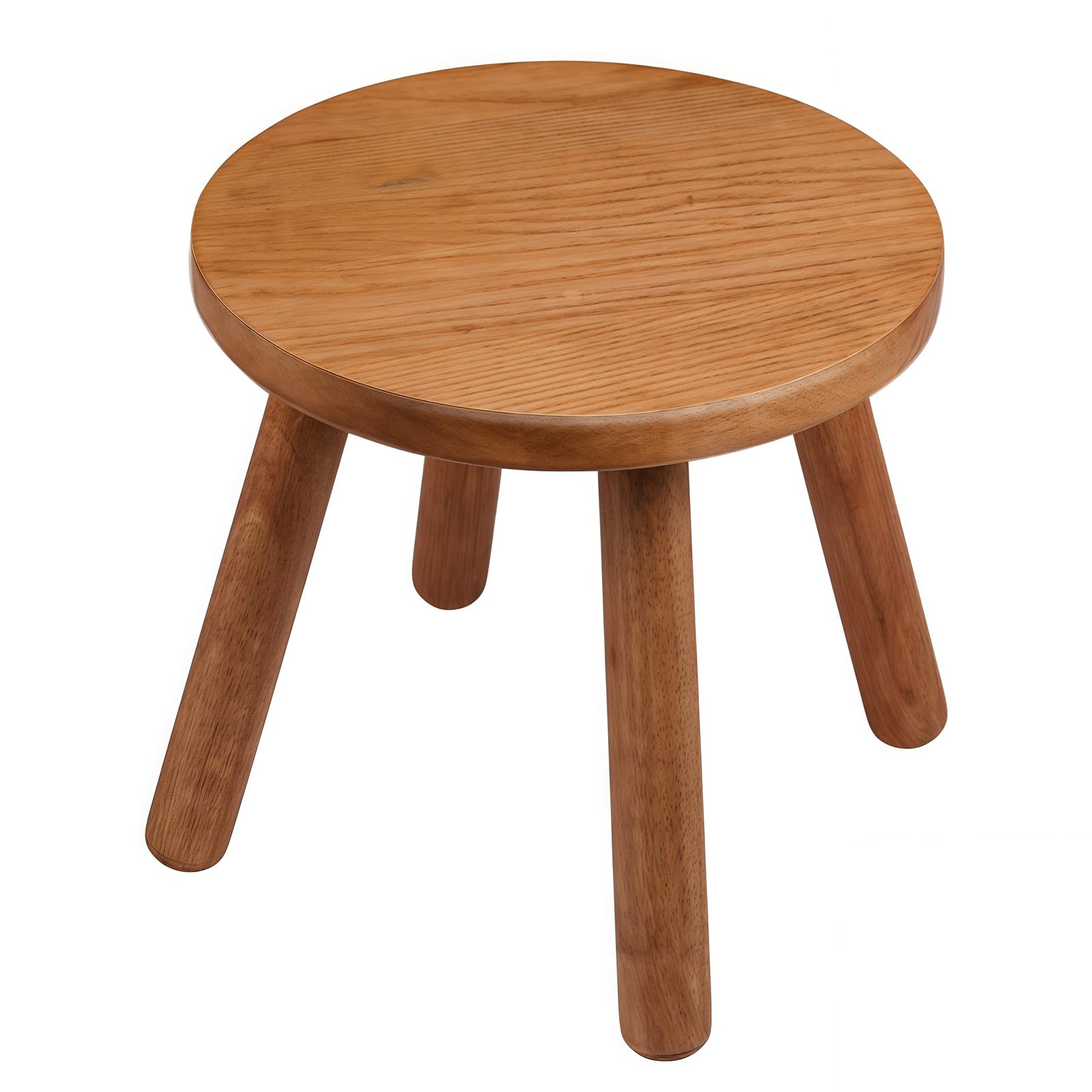 lhmooquan round solid wood stool with walnut finish, sturdy and decorative.