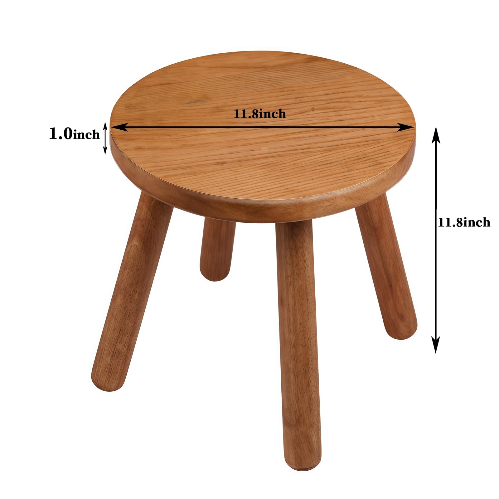 lhmooquan walnut finish stool highlighting rich wood grain texture.