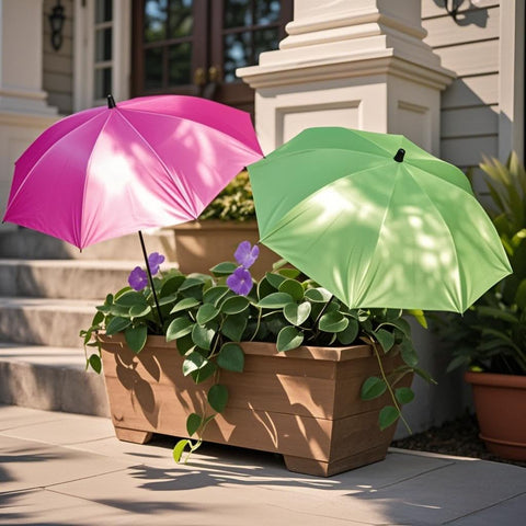 LHongL plant umbrella shade with 26-inch canopy protects potted plants.