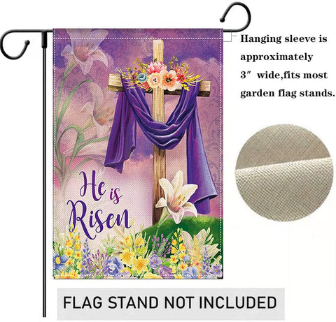 LHSION Burlap garden flag features vivid print on both sides for outdoor use.