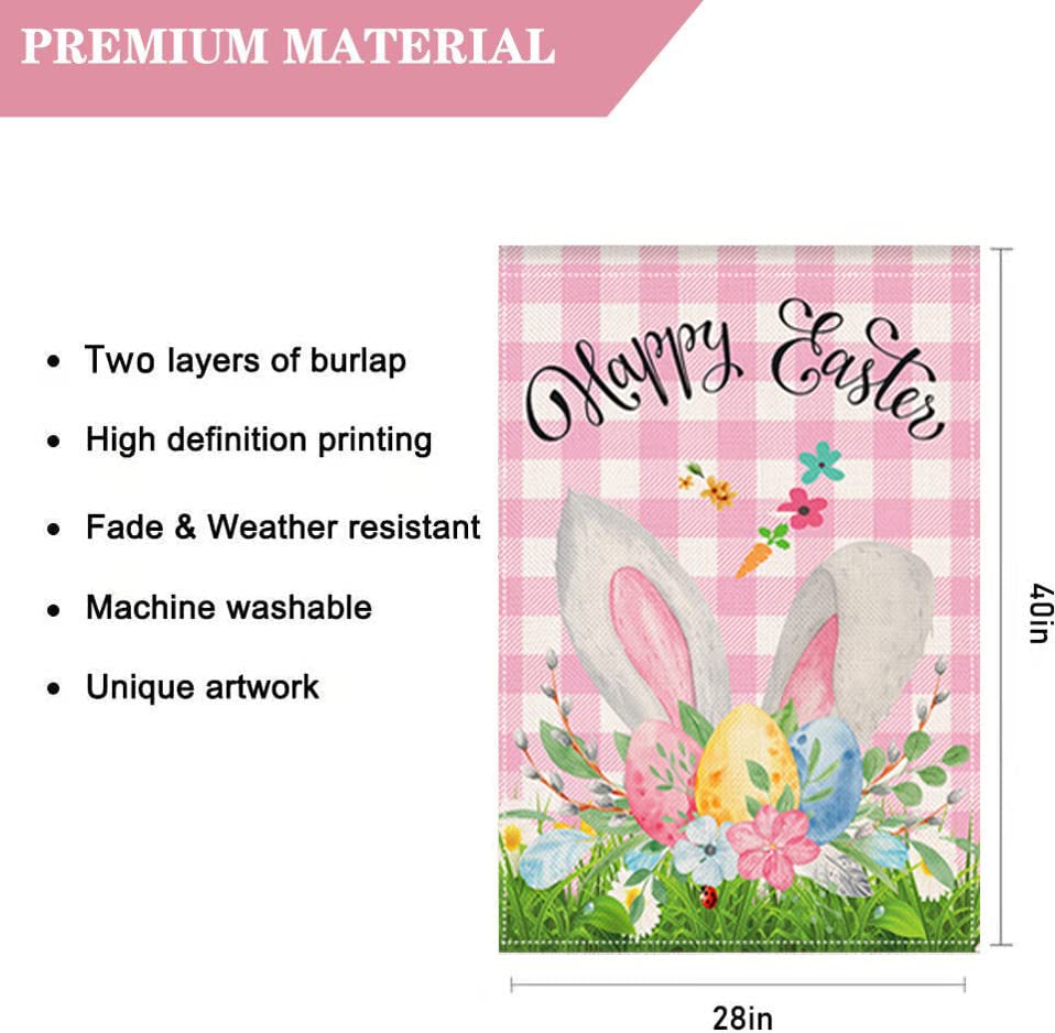 LHSION Easter eggs flag 28x40, vivid double-sided print for porch and garden.