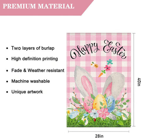 LHSION Easter eggs flag 28x40, vivid double-sided print for porch and garden.