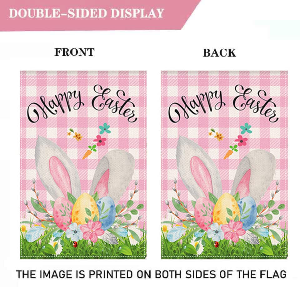 LHSION Burlap Easter house flag, 28x40, weather-resistant for patio seasons.