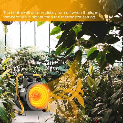 LHUKSGF fast-heating greenhouse heater boosts warmth quickly.