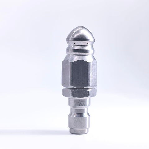 Liaogo sewer jetter nozzle with quick-connect for fast attachment to a pressure washer