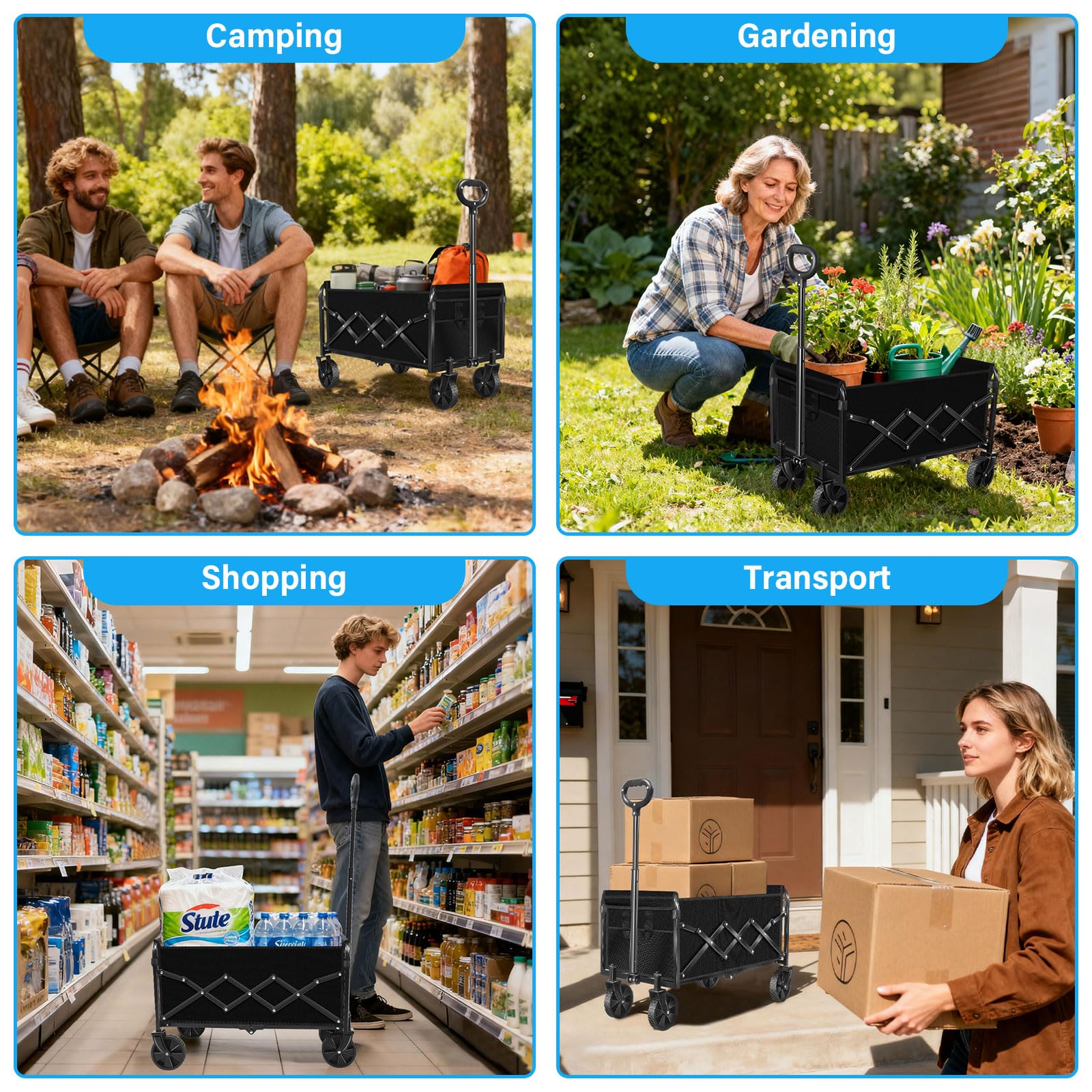 LIAPOTT folding wagon stores compactly when not in use.