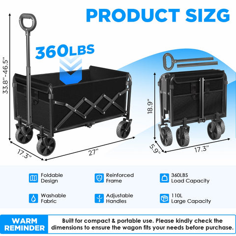 LIAPOTT wagon with 360lbs capacity ready for heavy loads on any terrain.