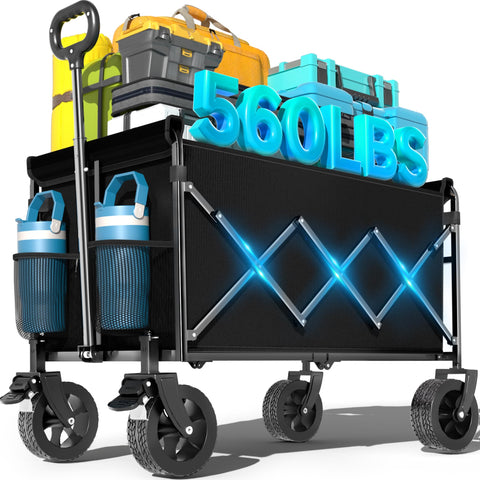 LIAPOTT Wagons foldable beach wagon ready for a day by the shore, easy storage after use.