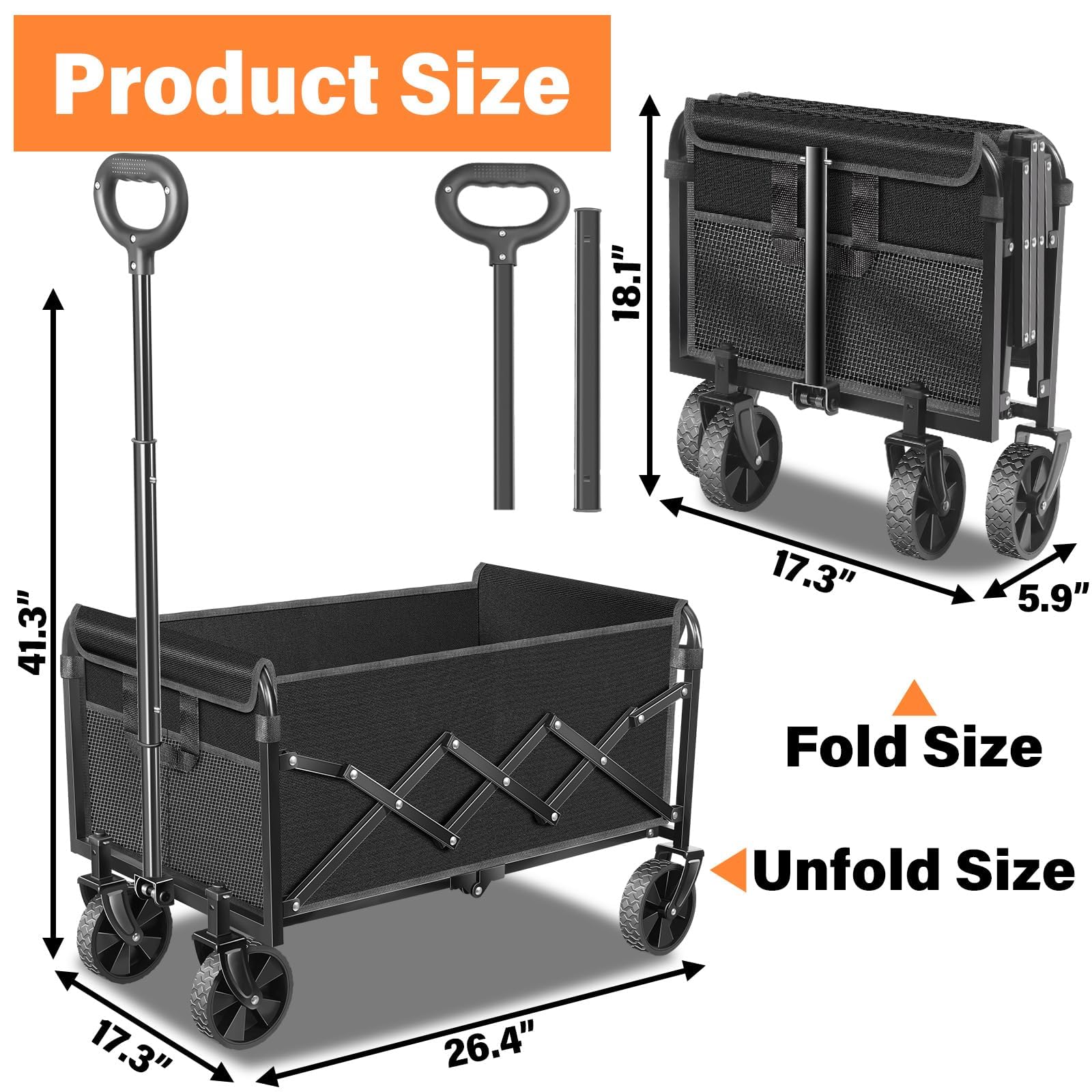 LIAPOTT wagon with thicker all-terrain tires for stable gliding on sand.
