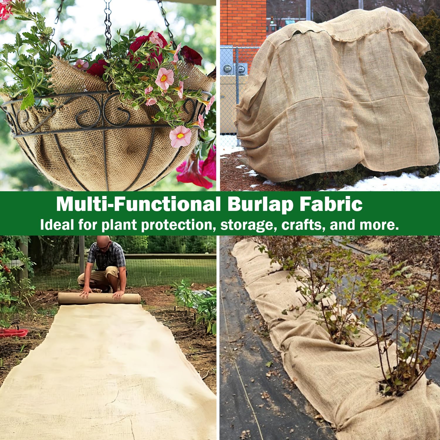 Liaycco burlap roll used as garden cover for plant protection and root breathability