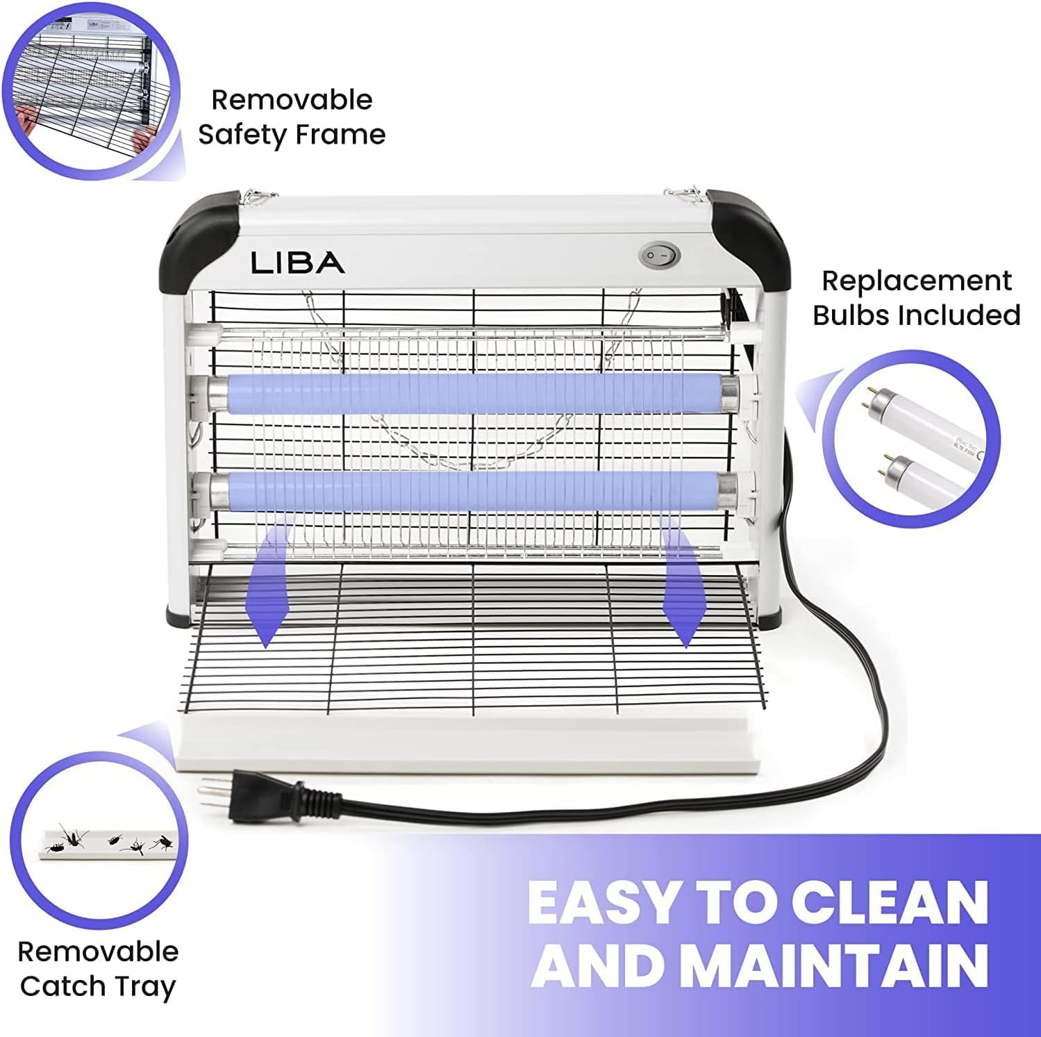 LiBa bug zapper removable tray for easy cleaning