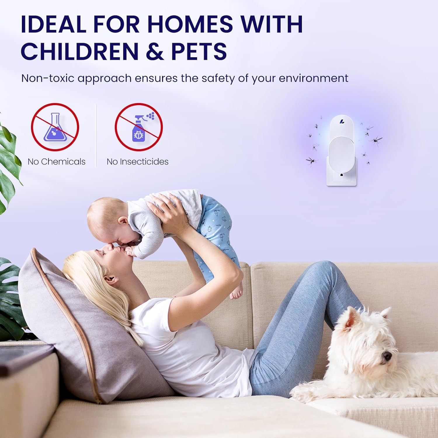 LiBa trap in use in living room promoting odor-free pest control.