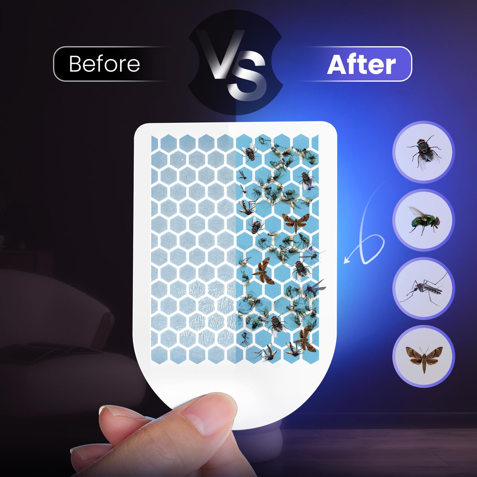 LiBa fly trap emits gentle night light to lure pests.