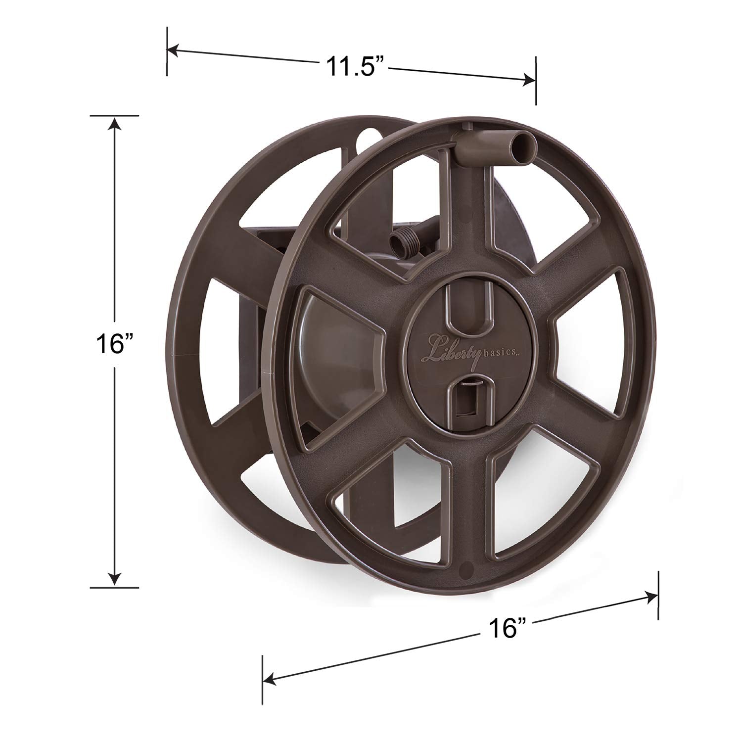 Liberty Basics 510 bronze-finish hose reel enhances outdoors and resists rust
