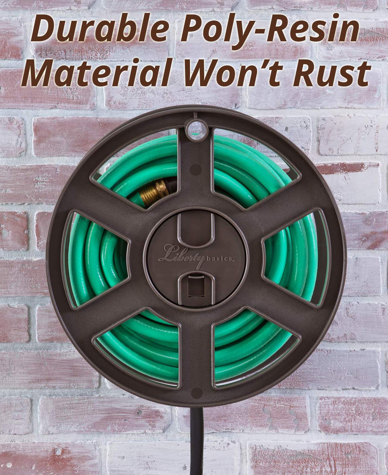 Liberty Basics 510 hose reel with keyhole design for simple wall installation