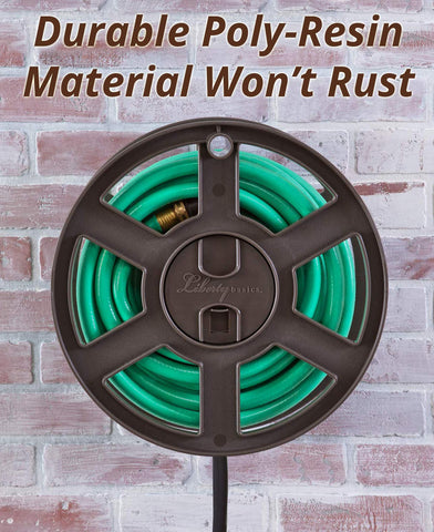 Liberty Basics 510 hose reel with keyhole design for simple wall installation