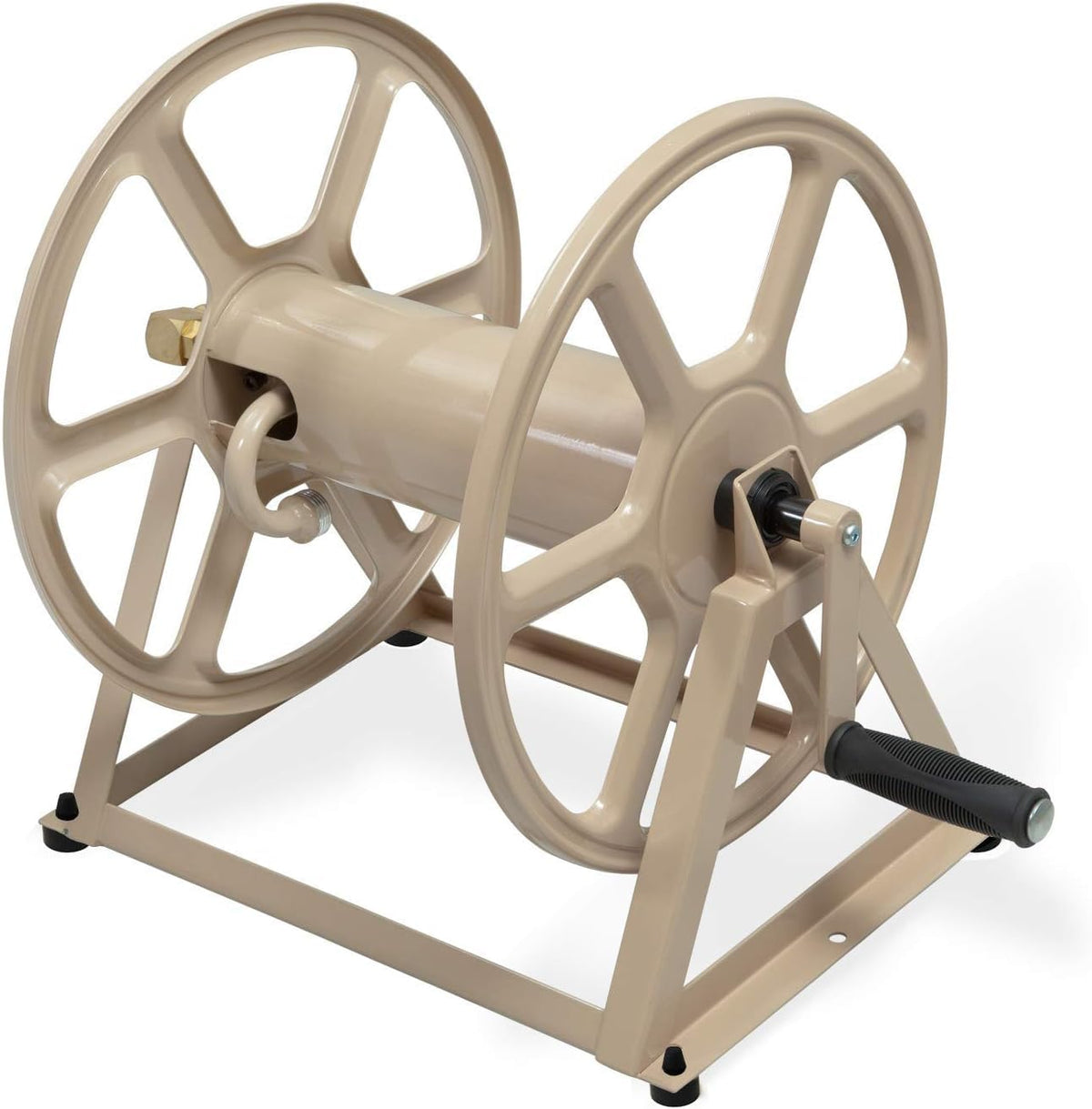 Liberty Garden 709 hose reel wall-mounted for organized watering with 200 ft capacity.
