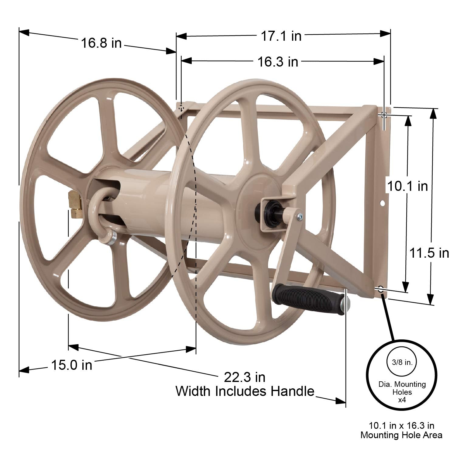 Liberty Garden 709 powder-coated tan finish resists rust and weathering outdoors.