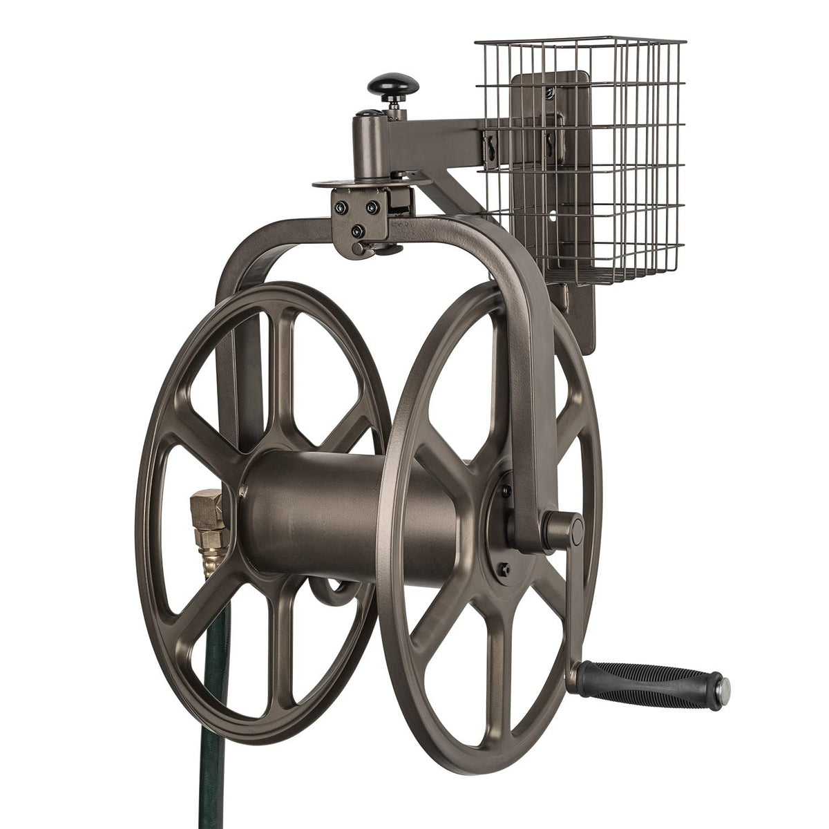 Liberty Garden 712 single-arm navigator rotating reel enables easy 360-degree watering.