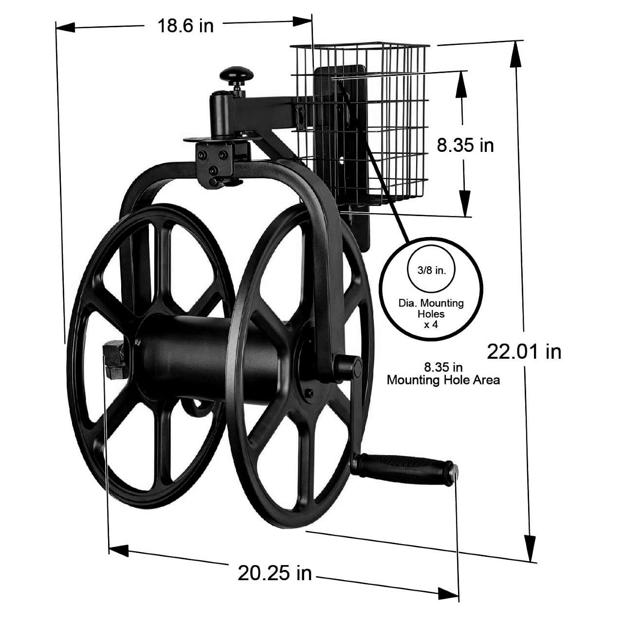 Liberty Garden 712-B capacity shows storage for 125 feet of hose