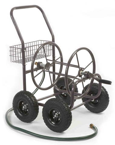 Liberty Garden 871M1 four wheel hose cart eases yard transport with bronze frame.