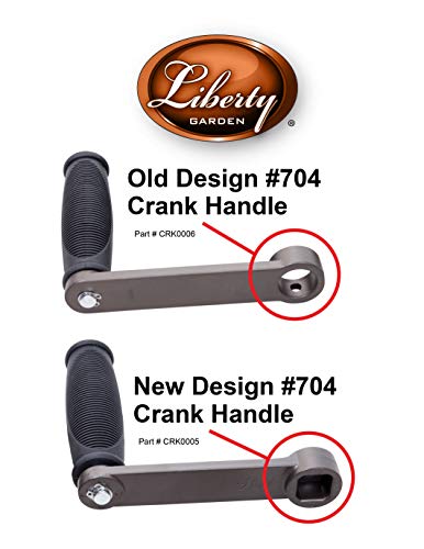 Liberty Garden crank arm replacement packaging shows precise dimensions for correct fit.