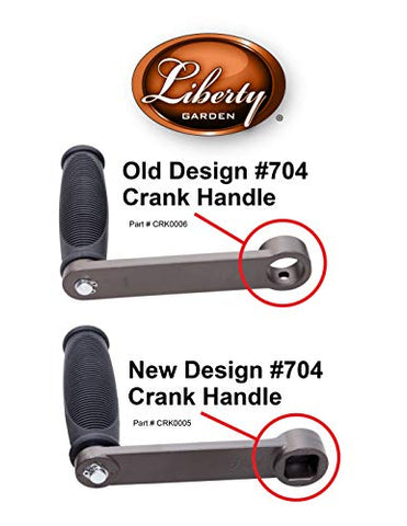 Liberty Garden crank arm replacement packaging shows precise dimensions for correct fit.