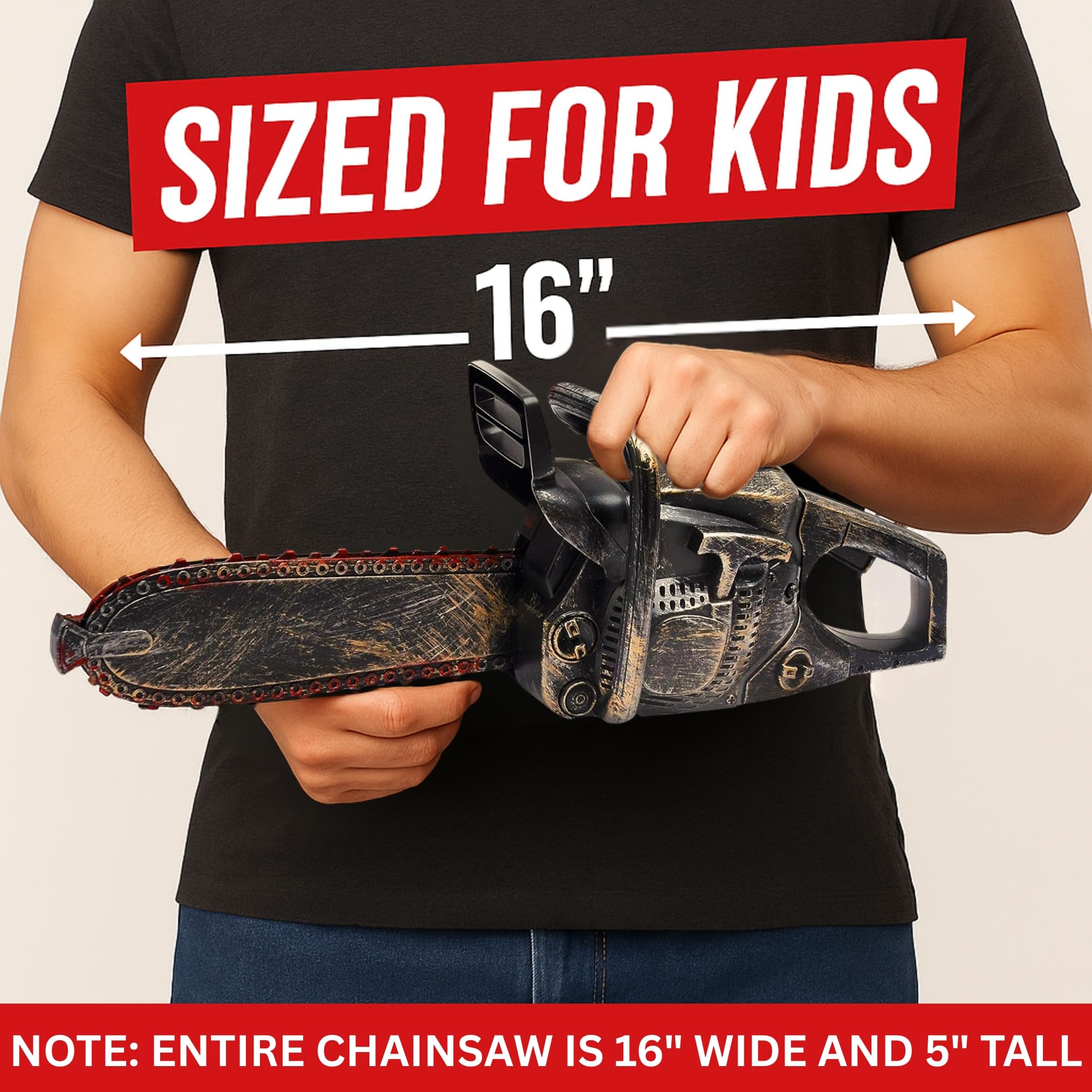 Liberty Imports 16inch Bloody Rusty Chainsaw battery included for immediate setup.