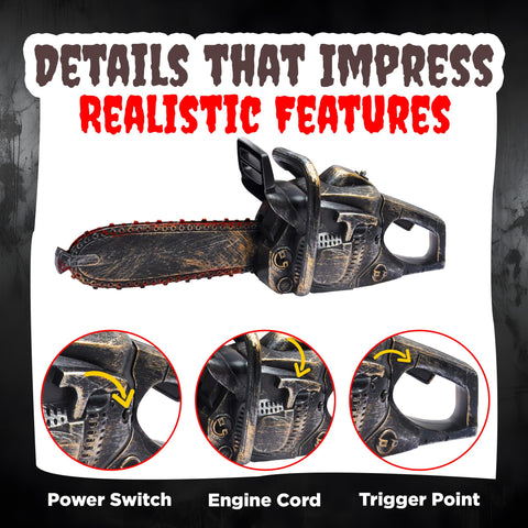 Liberty Imports 16inch Bloody Rusty Chainsaw with sound effects creates immersive horror moments.