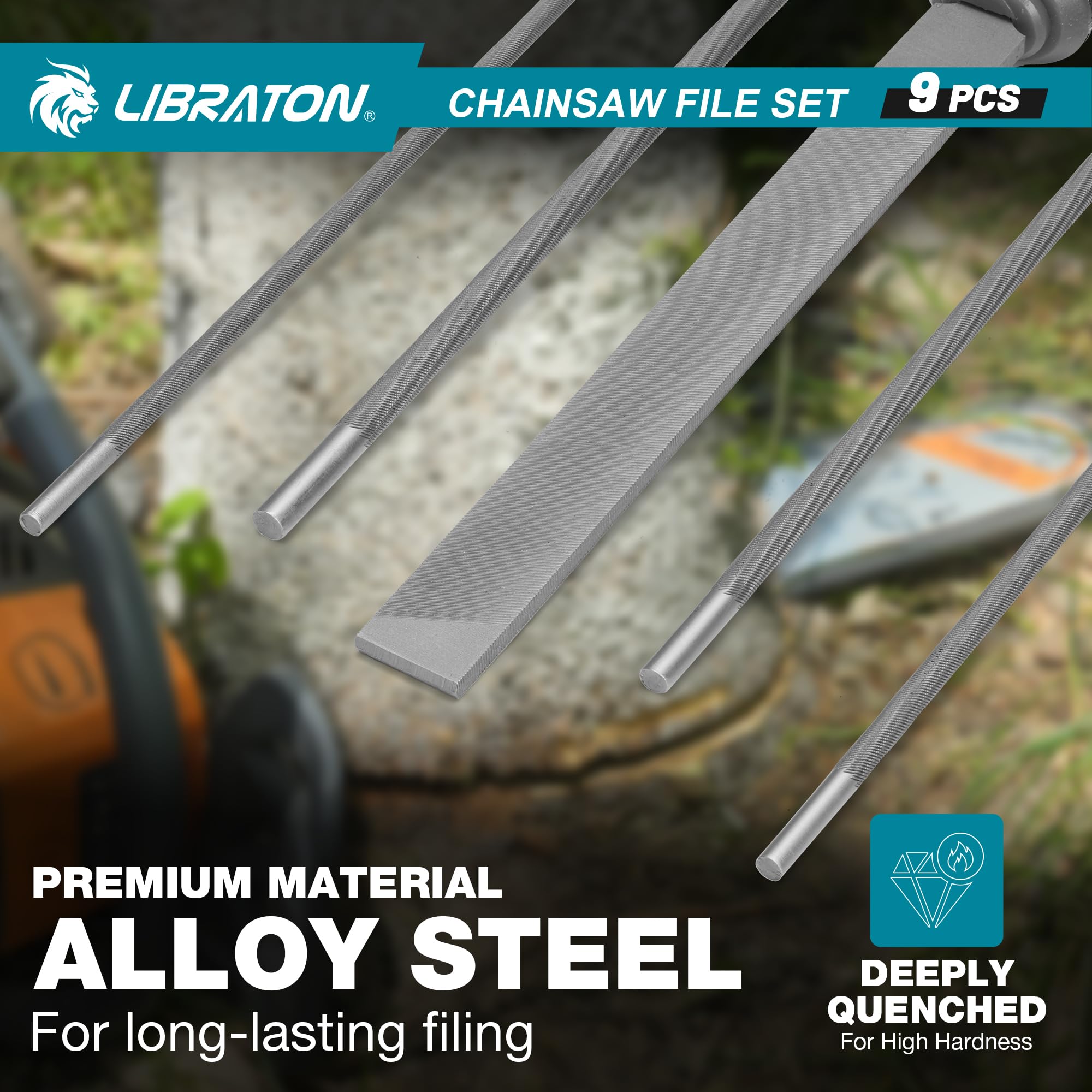 LIBRATON chain saw file set includes 3-16 inch file for clean, even tooth trimming.