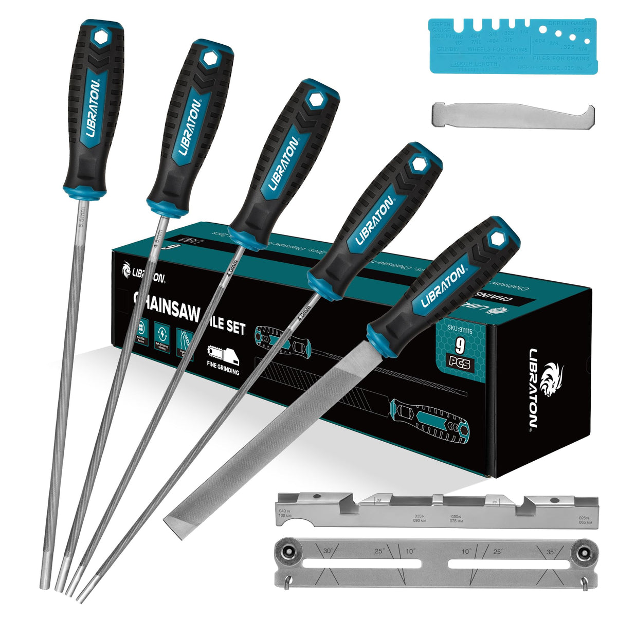 LIBRATON chainsaw file set with 5-32 inch size for precise sharpening.