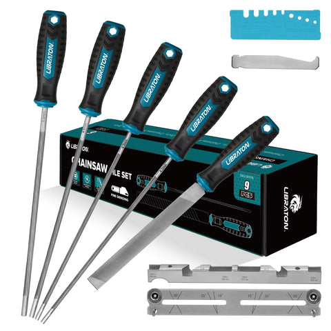 LIBRATON chainsaw file set with 5-32 inch size for precise sharpening.