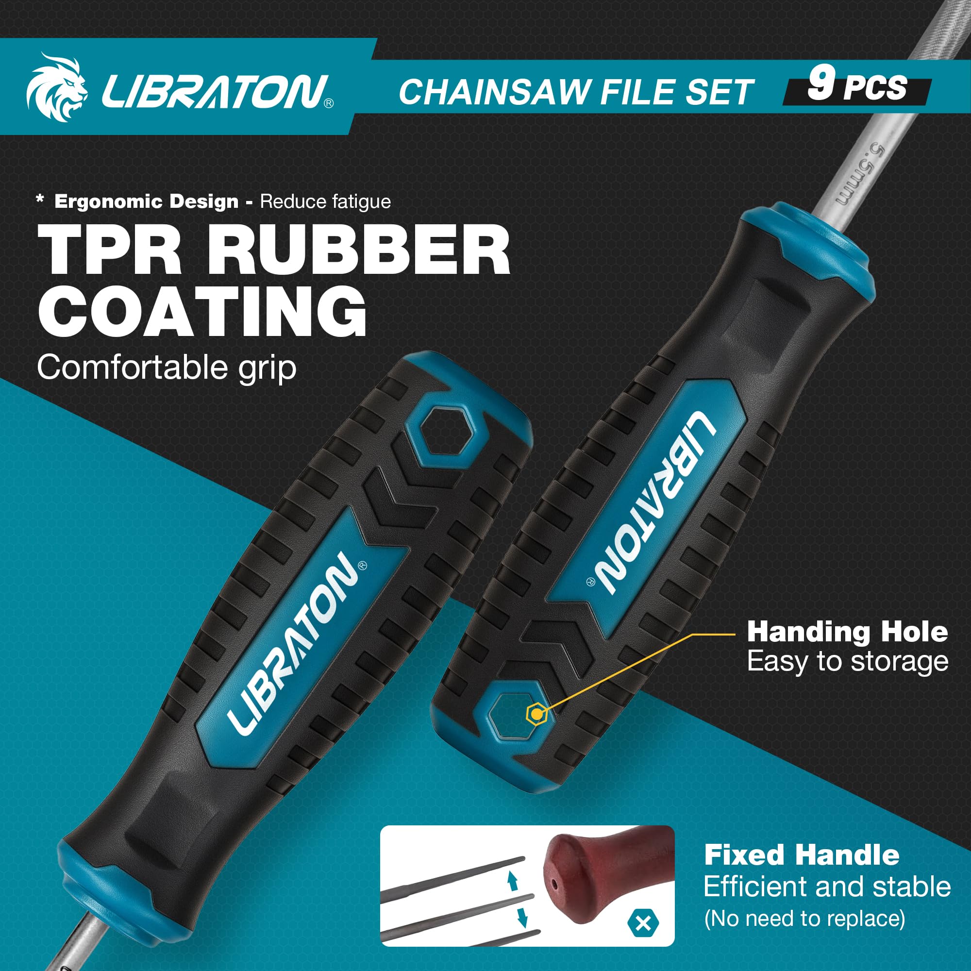 LIBRATON chainsaw file set features 7-32 inch file for maintained cutting performance.