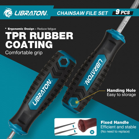 LIBRATON chainsaw file set features 7-32 inch file for maintained cutting performance.