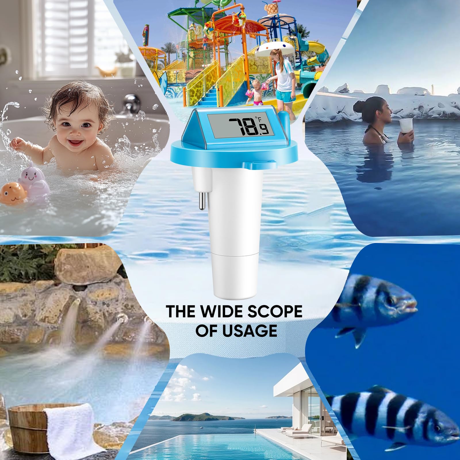 Secure rope keeps the thermometer near pools, hot tubs, or ponds