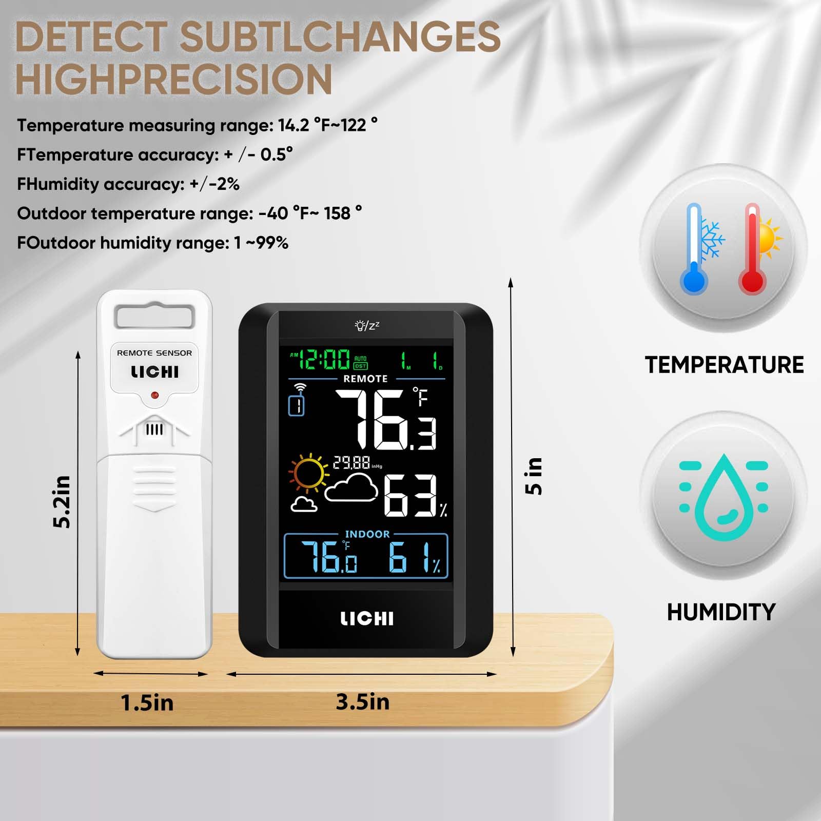 LICHI weather forecast icon helps plan daily activities with temperature and humidity outlook.