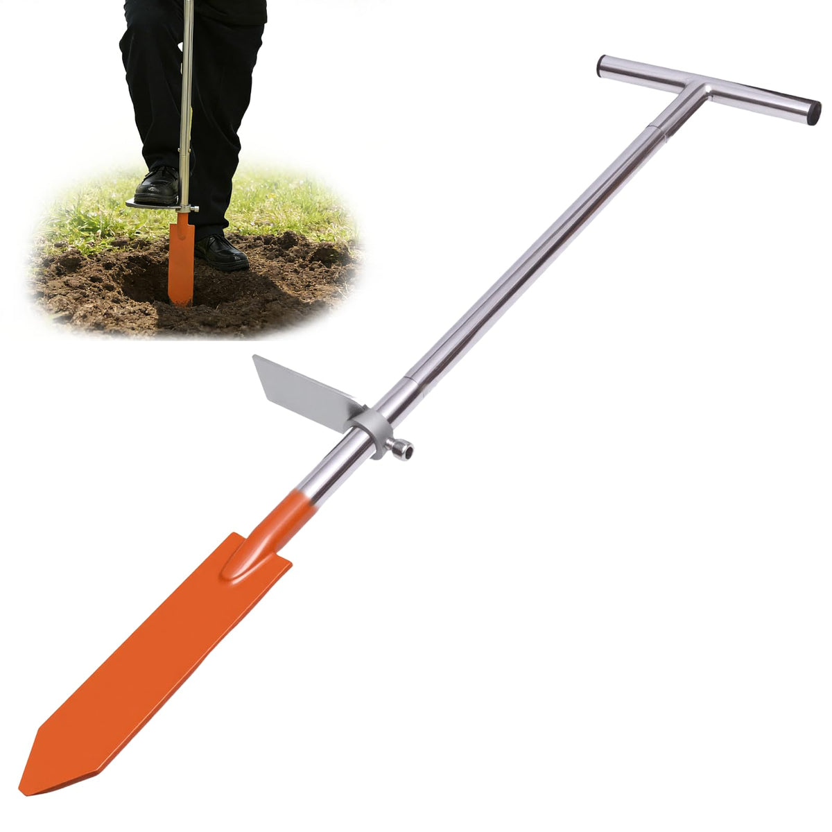 Lichtund Dibble Bar with foot pedal for easier planting and leverage