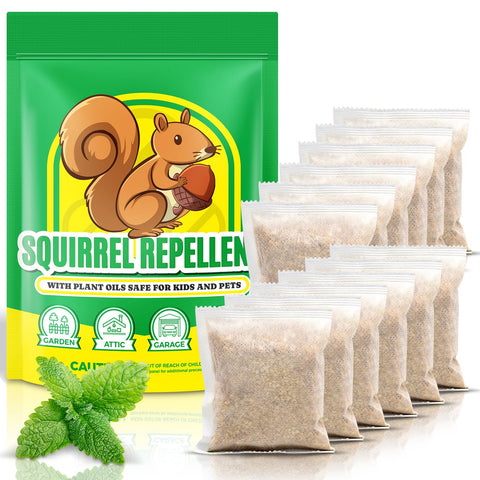 Lickoon Squirrel Repellent Outdoor pack of 12 bottles protects bird feeders from squirrels.