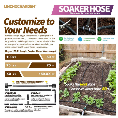 LICNCHOC GARDEN adjustable flow enables customized watering across uneven terrain.